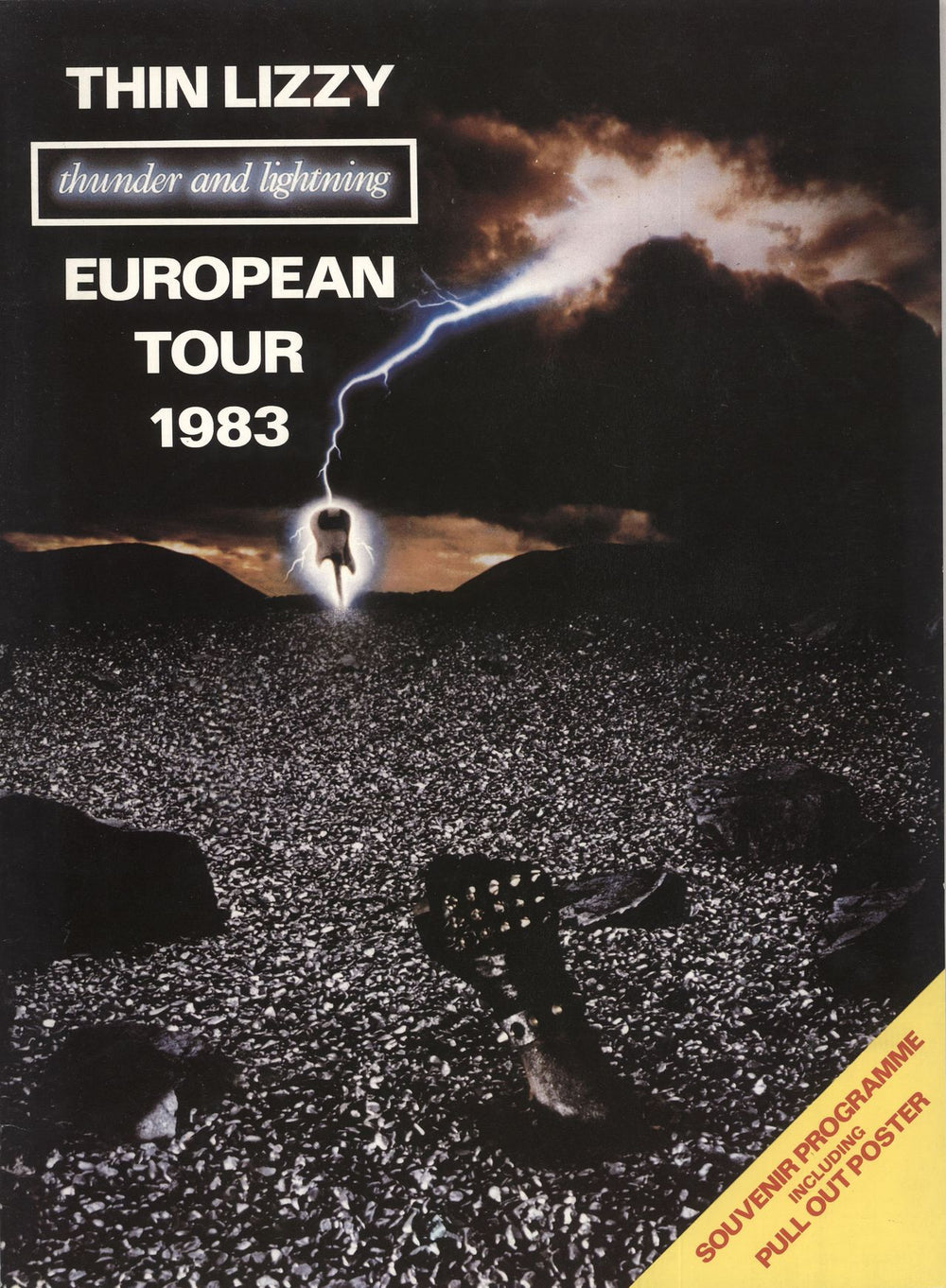 Thin Lizzy Thunder And Lightning + Poster - Autographed UK tour programme TOUR PROGRAM