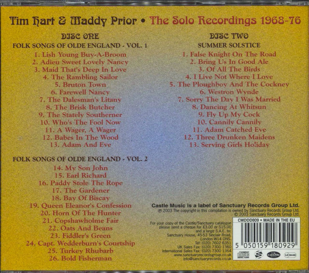 Tim Hart & Maddy Prior Heydays (The Solo Recordings 1968-76) UK Promo 2 CD album set (Double CD)