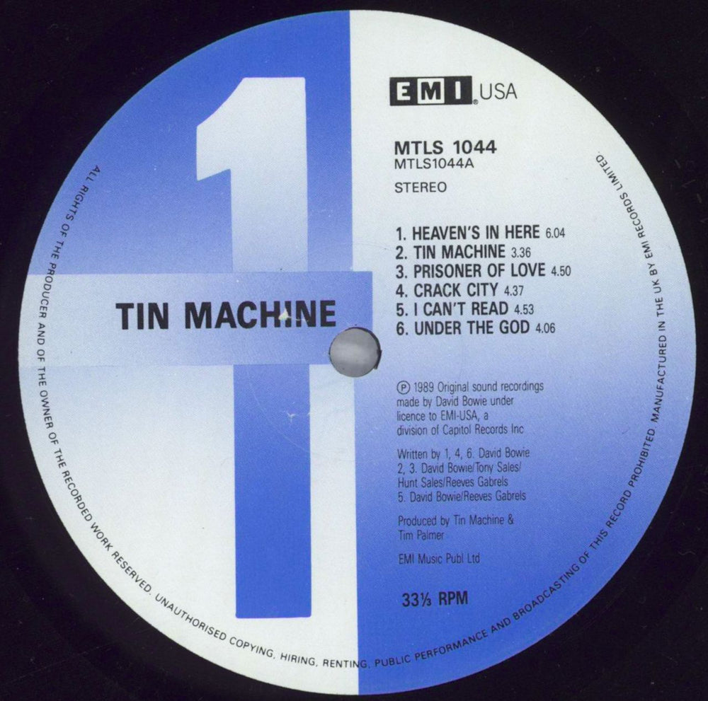 Tin Machine Tin Machine - Orange Inner - Shrink UK vinyl LP album (LP record) TINLPTI828878