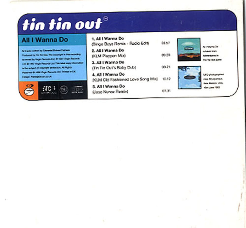 Tin Tin Out All I Wanna Do UK CD single (CD5 / 5") VRCD15