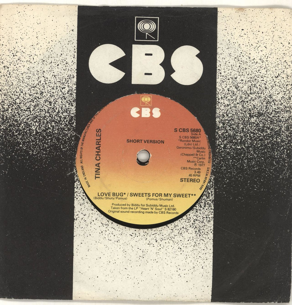 Tina Charles Love Bug / Sweets For My Sweet UK 7" vinyl single (7 inch record / 45) SCBS5680