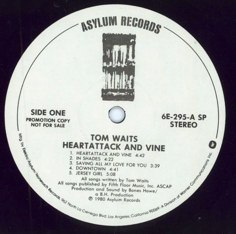 Tom Waits Heartattack And Vine - White label + Promo Stamped US Promo vinyl LP album (LP record) TMWLPHE67776