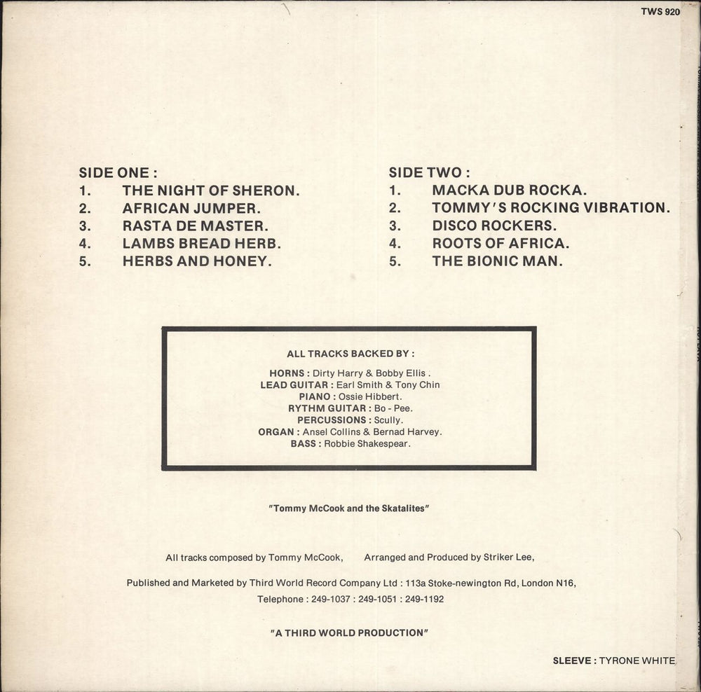 Tommy McCook Hot Lava UK vinyl LP album (LP record)