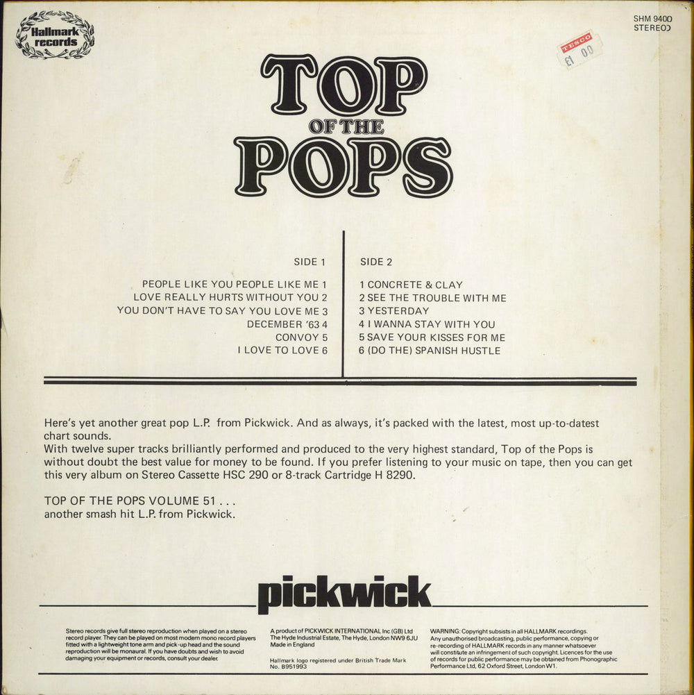 Top Of The Pops Top Of The Pops Vol. 51 UK vinyl LP album (LP record)