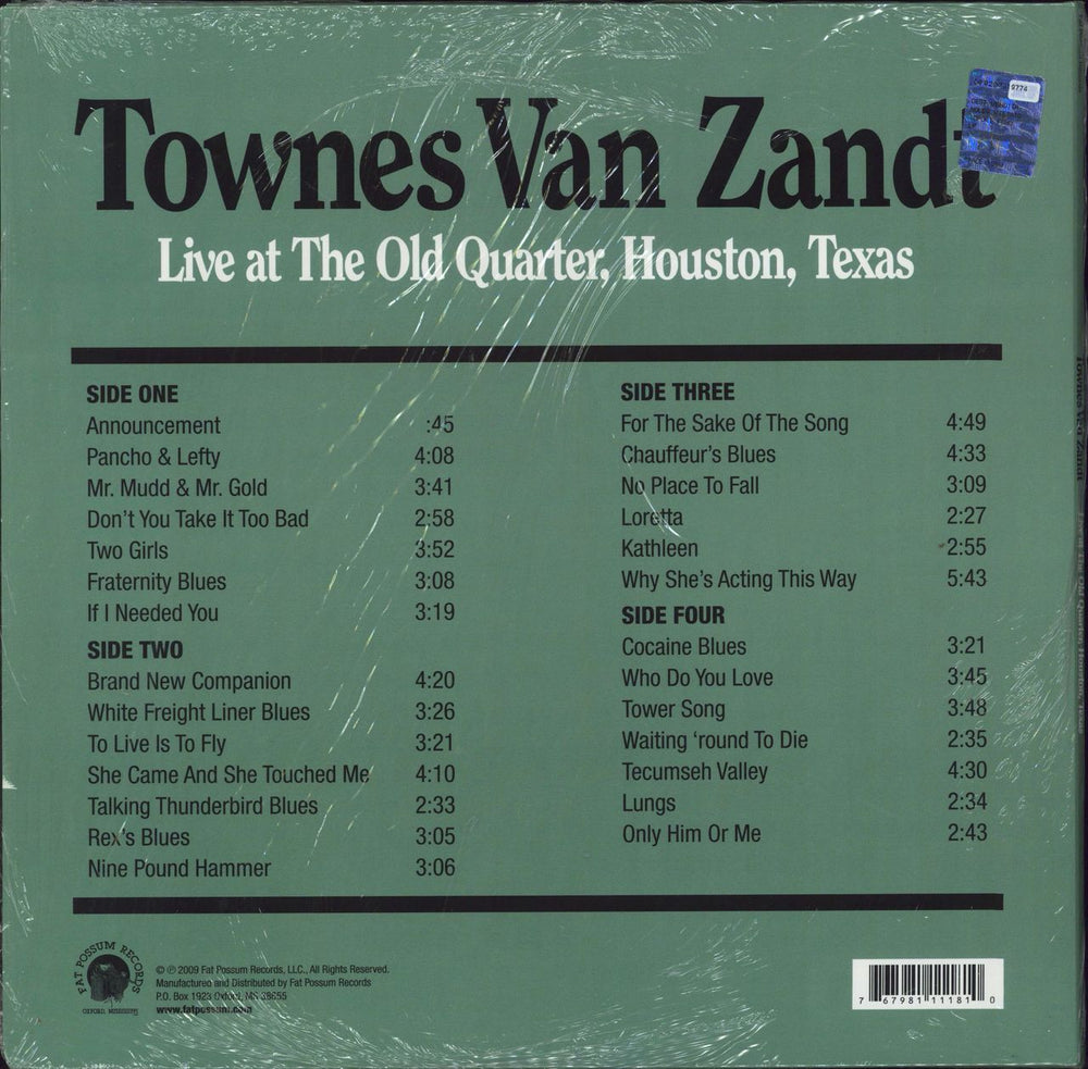 Townes Van Zandt Live At The Old Quarter, Houston, Texas - 180gram Vinyl US 2-LP vinyl record set (Double LP Album) 767981111810