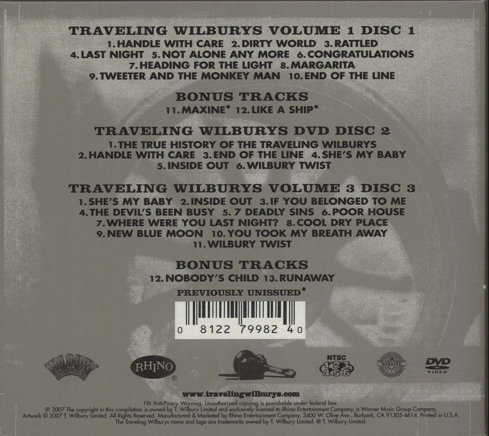 Traveling Wilburys The Traveling Wilburys Collection US 3-disc CD/DVD Set TRV3DTH683107