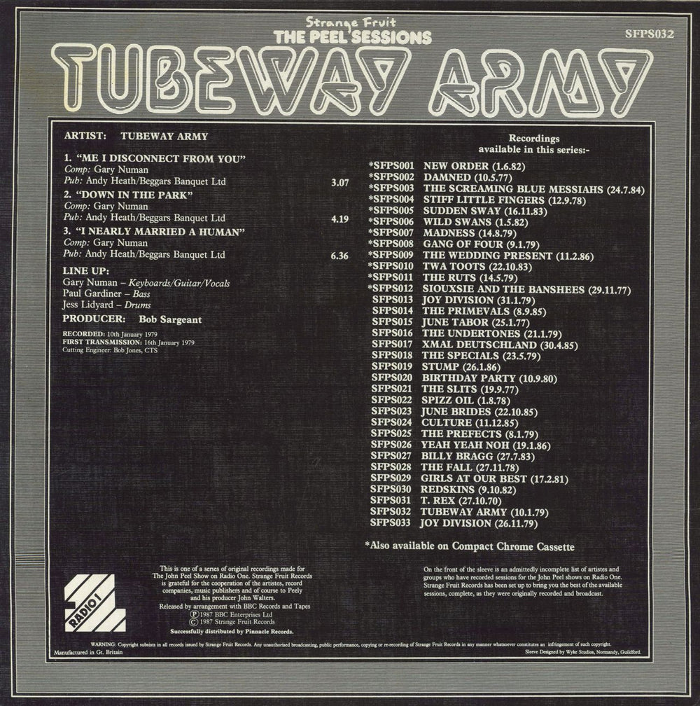 Tubeway Army The Peel Sessions UK 12" vinyl single (12 inch record / Maxi-single)