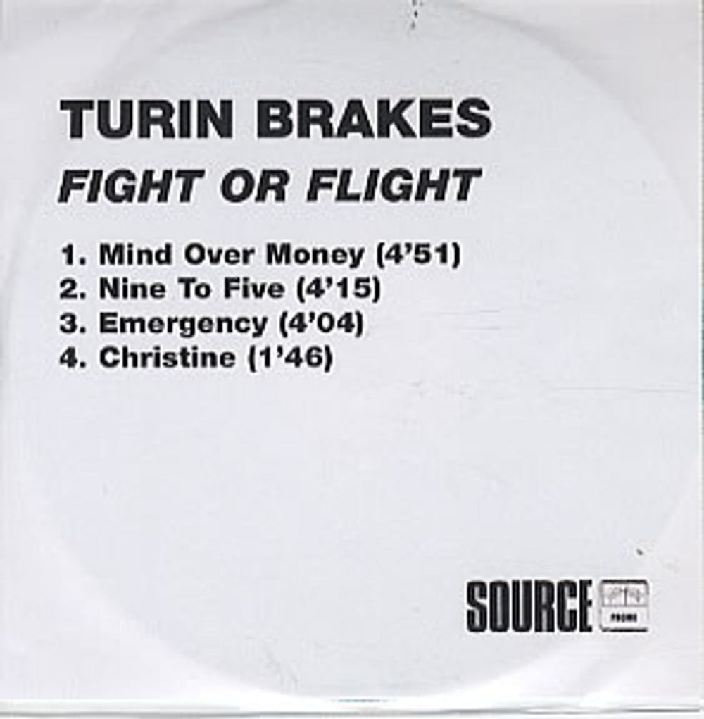 Turin Brakes Fight Or Flight UK Promo CD-R acetate CDR ACETATE