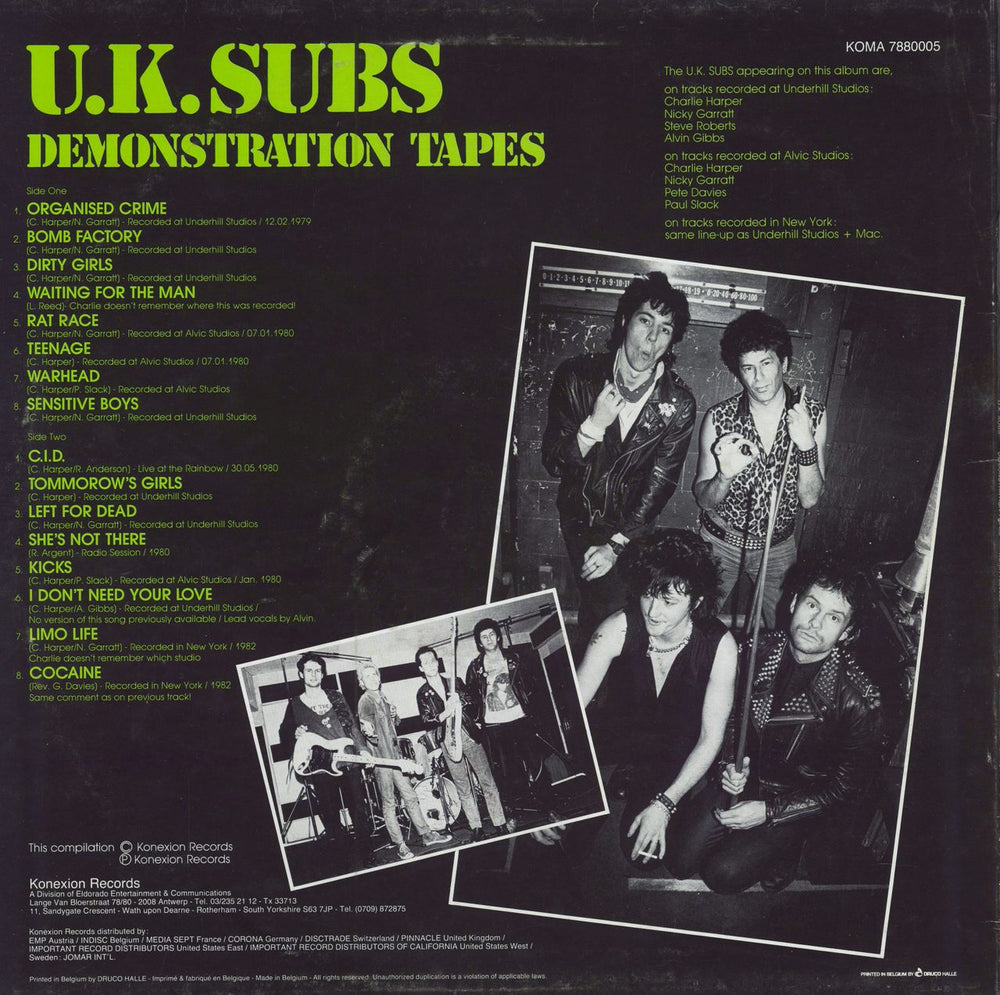 U.K. Subs Demonstration Tapes Belgian vinyl LP album (LP record)