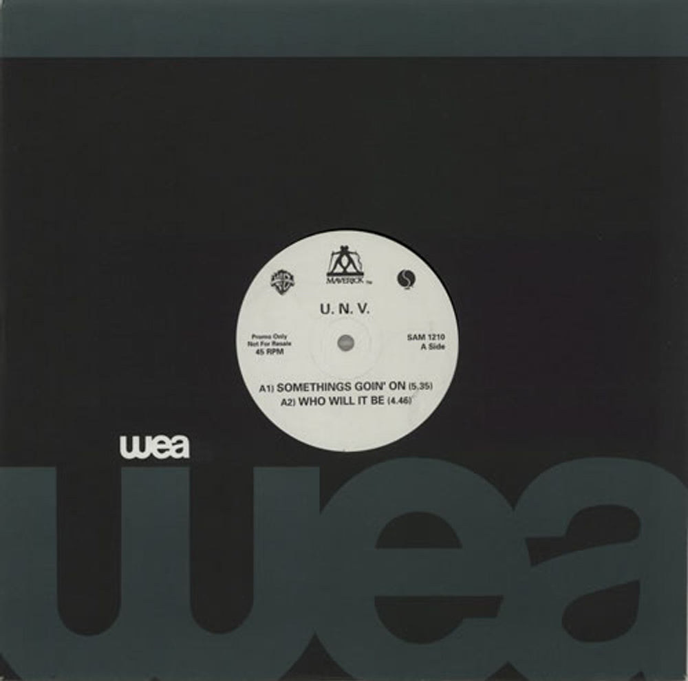 U.N.V. Something's Goin' On UK Promo 12" vinyl single (12 inch record / Maxi-single) SAM1210