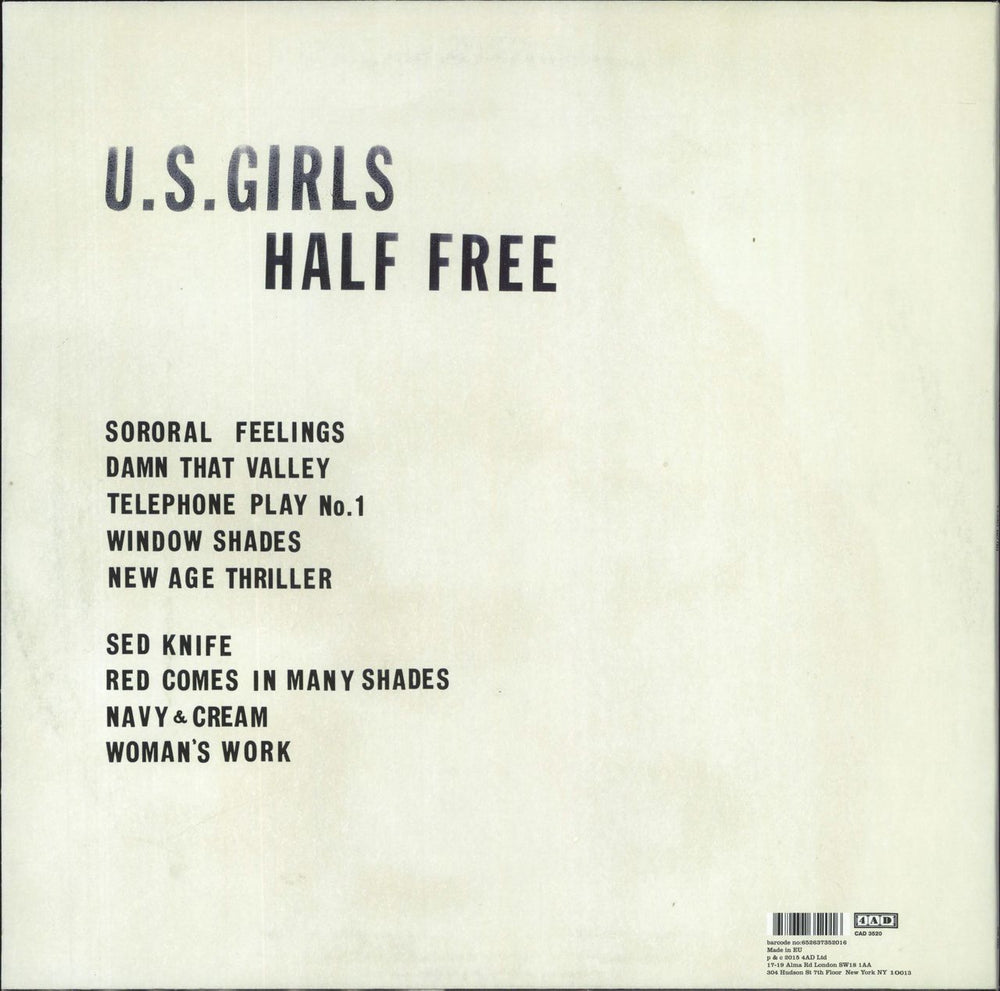 U.S. Girls Half Free UK vinyl LP album (LP record) 652637352016