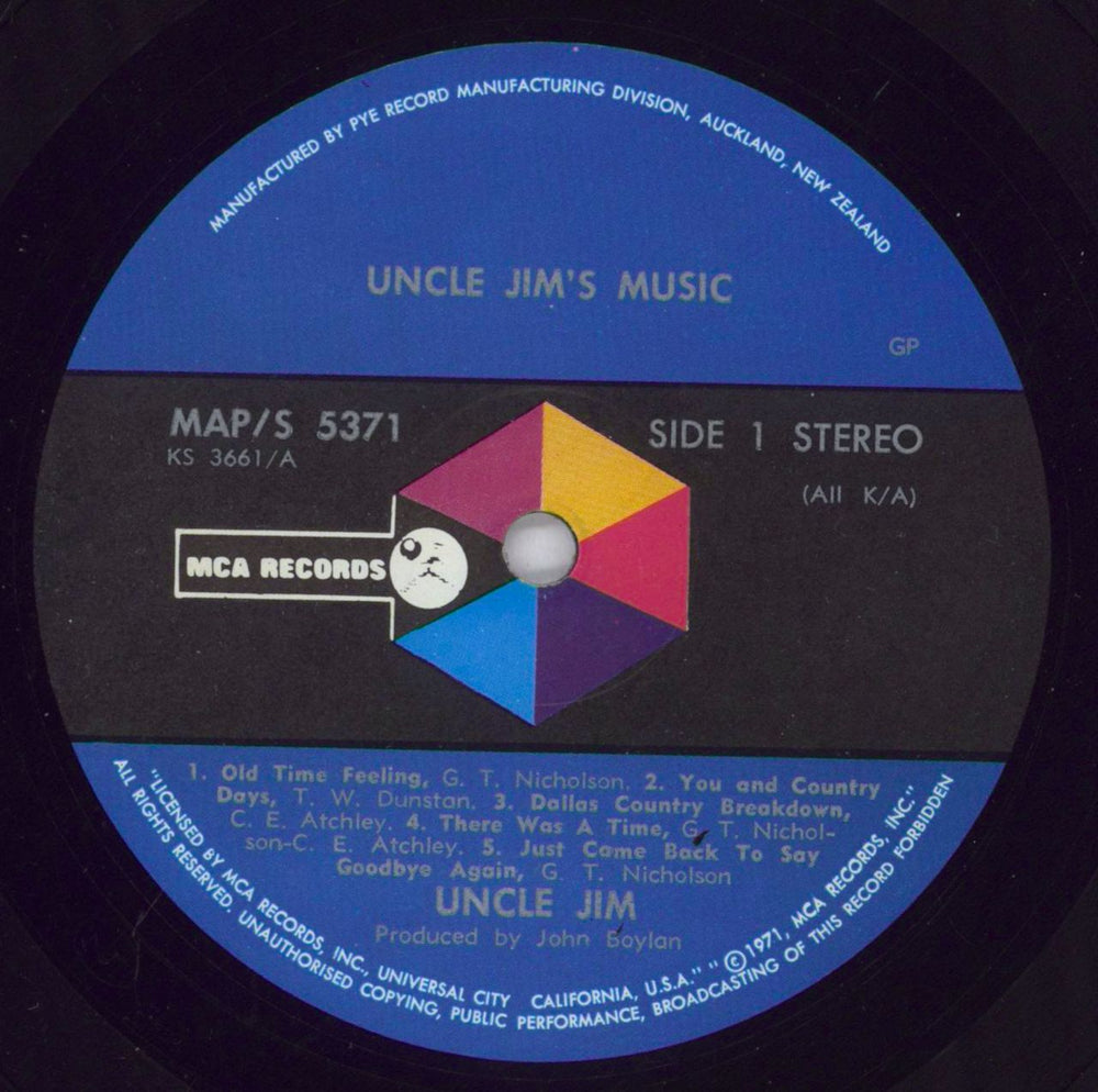 Uncle Jim's Music Uncle Jim's Music New Zealand vinyl LP album (LP record) 5NCLPUN831167