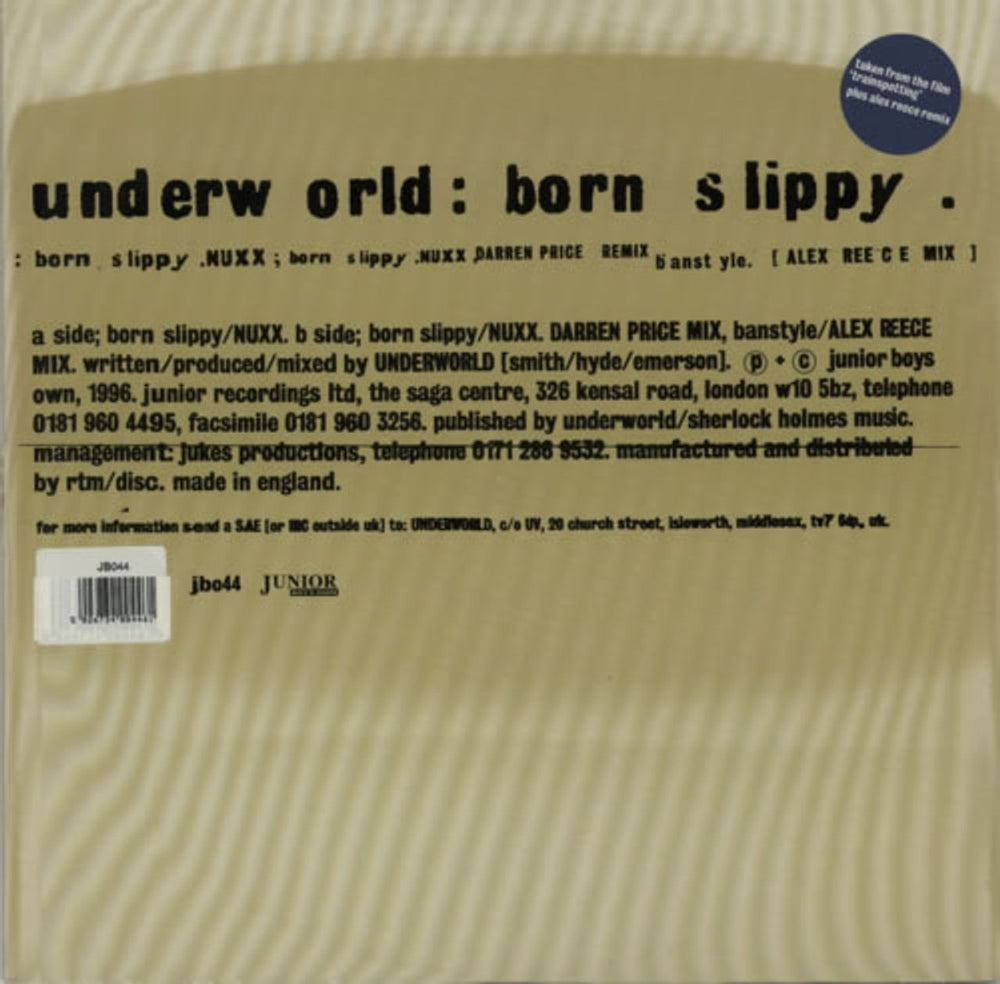 Underworld Born Slippy UK 12" vinyl single (12 inch record / Maxi-single) JBO44