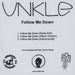 Unkle Follow Me Down UK Promo CD-R acetate CD-R