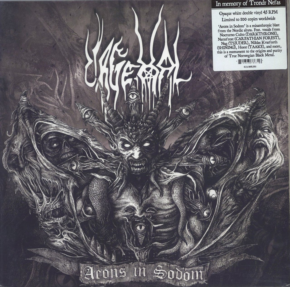 Urgehal Aeons In Sodom - Opaque White Vinyl French 2-LP vinyl record set (Double LP Album) SUA063LP