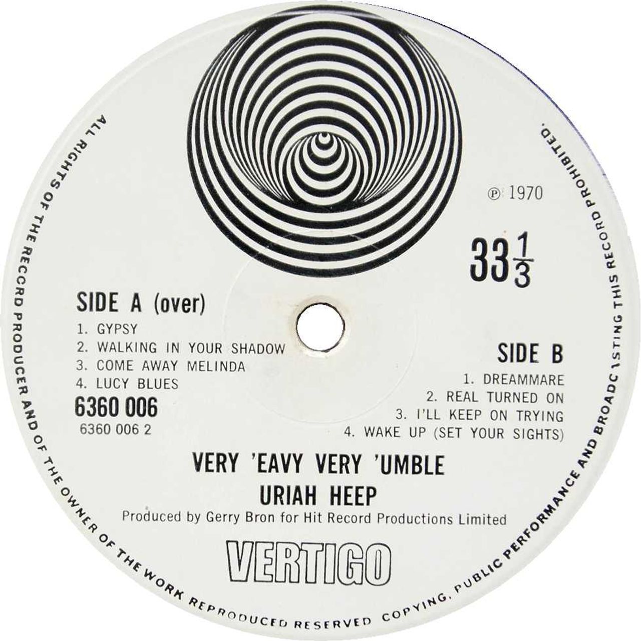 Uriah Heep Very Eavy Very Umble 1st Uk Vinyl Lp —