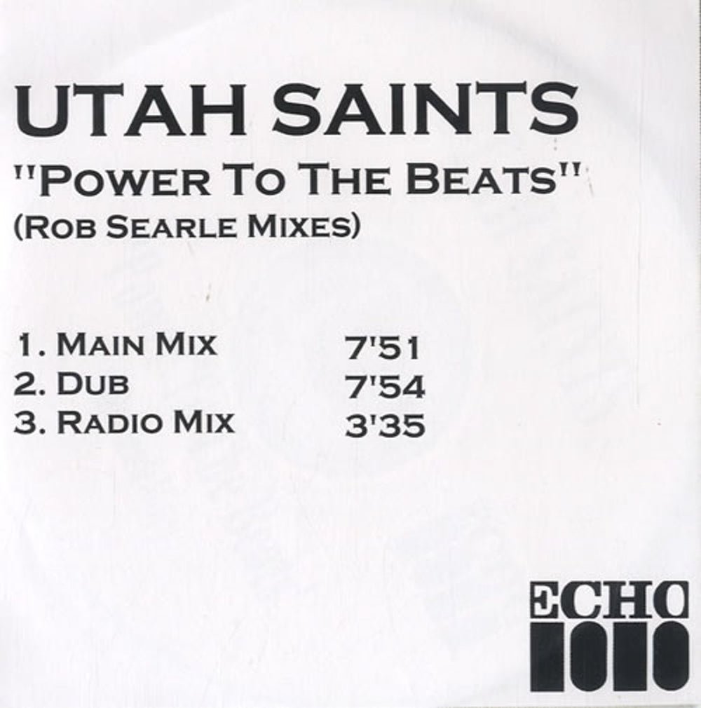 Utah Saints Power To The Beats UK Promo CD-R acetate CD ACETATE