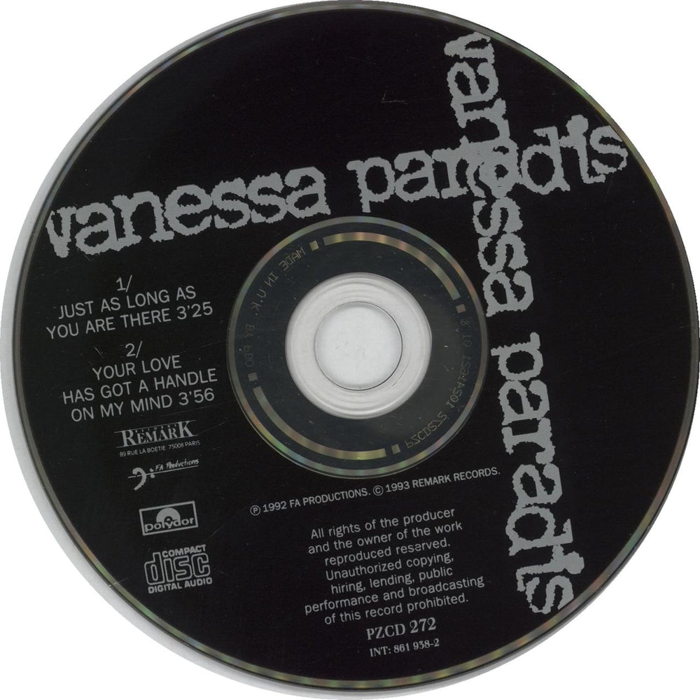 Vanessa Paradis Just As Long As You Are There UK CD single (CD5 / 5") PZCD272