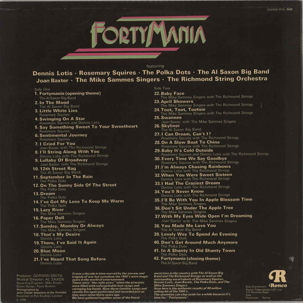 Various-40s/Big Band & Swing FortyMania UK vinyl LP album (LP record)