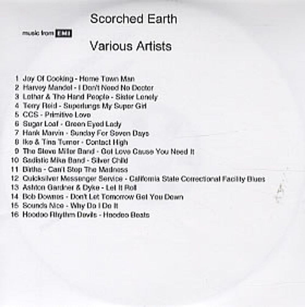 Various-60s & 70s Scorched Earth UK Promo CD-R acetate CD-R ACETATE