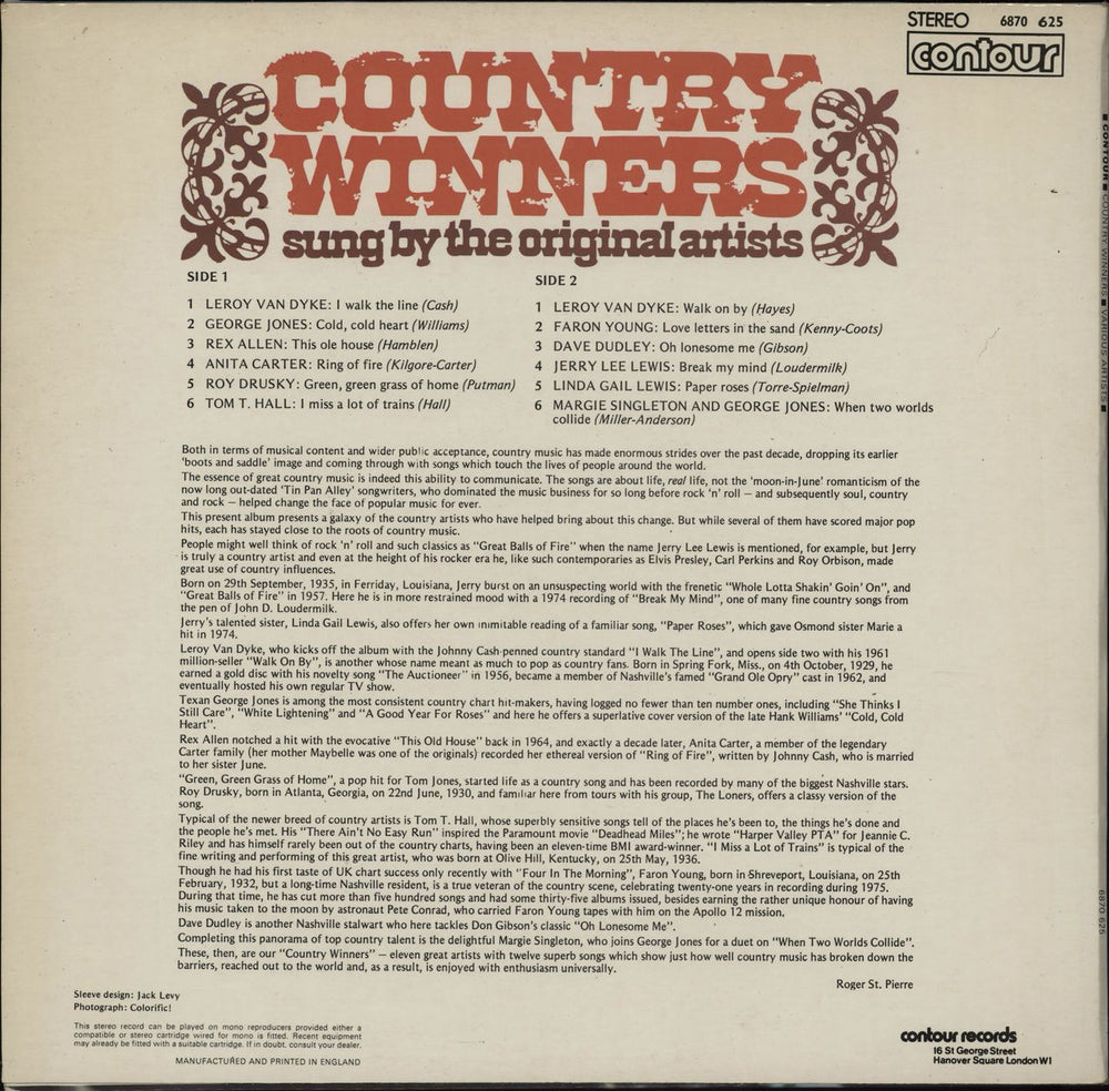 Various-Country Country Winners UK vinyl LP album (LP record)