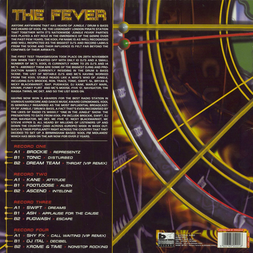 Various-Drum & Bass Jungle Kool FM Presents The Fever UK 4-LP vinyl album record set 5022765552216