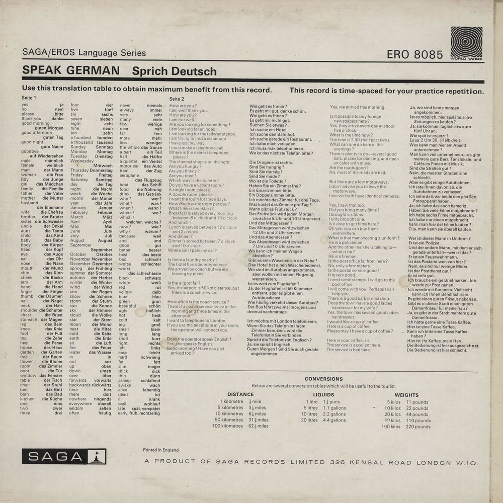 Various-Educational, Informational & Historical Speak German UK vinyl LP album (LP record)