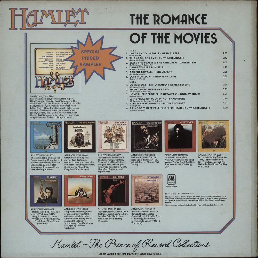 Various-Film, Radio, Theatre & TV The Romance Of The Movies UK vinyl LP album (LP record)