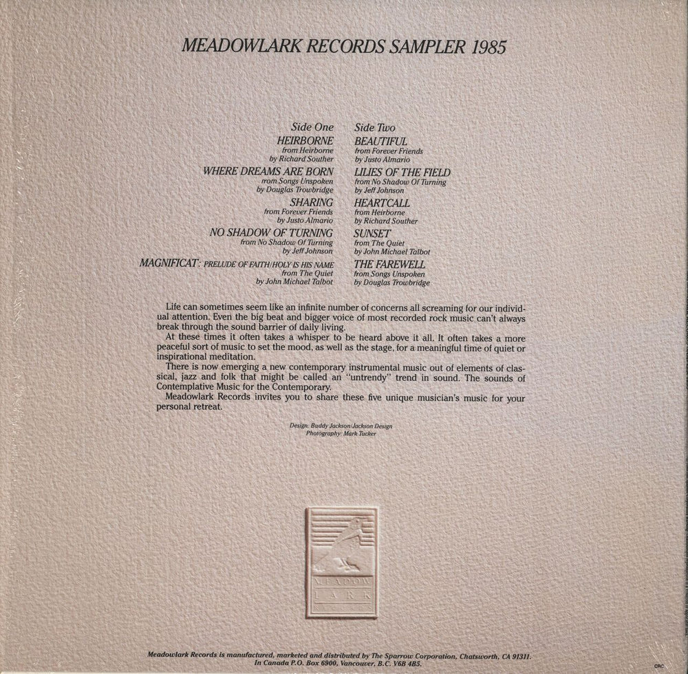 Various-Folk Meadowlark Sampler 1985 UK vinyl LP album (LP record)