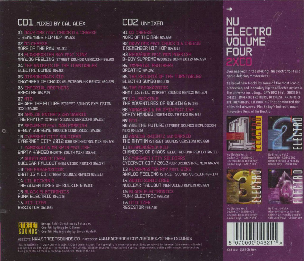 Various-Hip Hop & Rap Street Sounds: Nu Electro Volume Four - Gold UK 2 CD album set (Double CD) 5070000046211