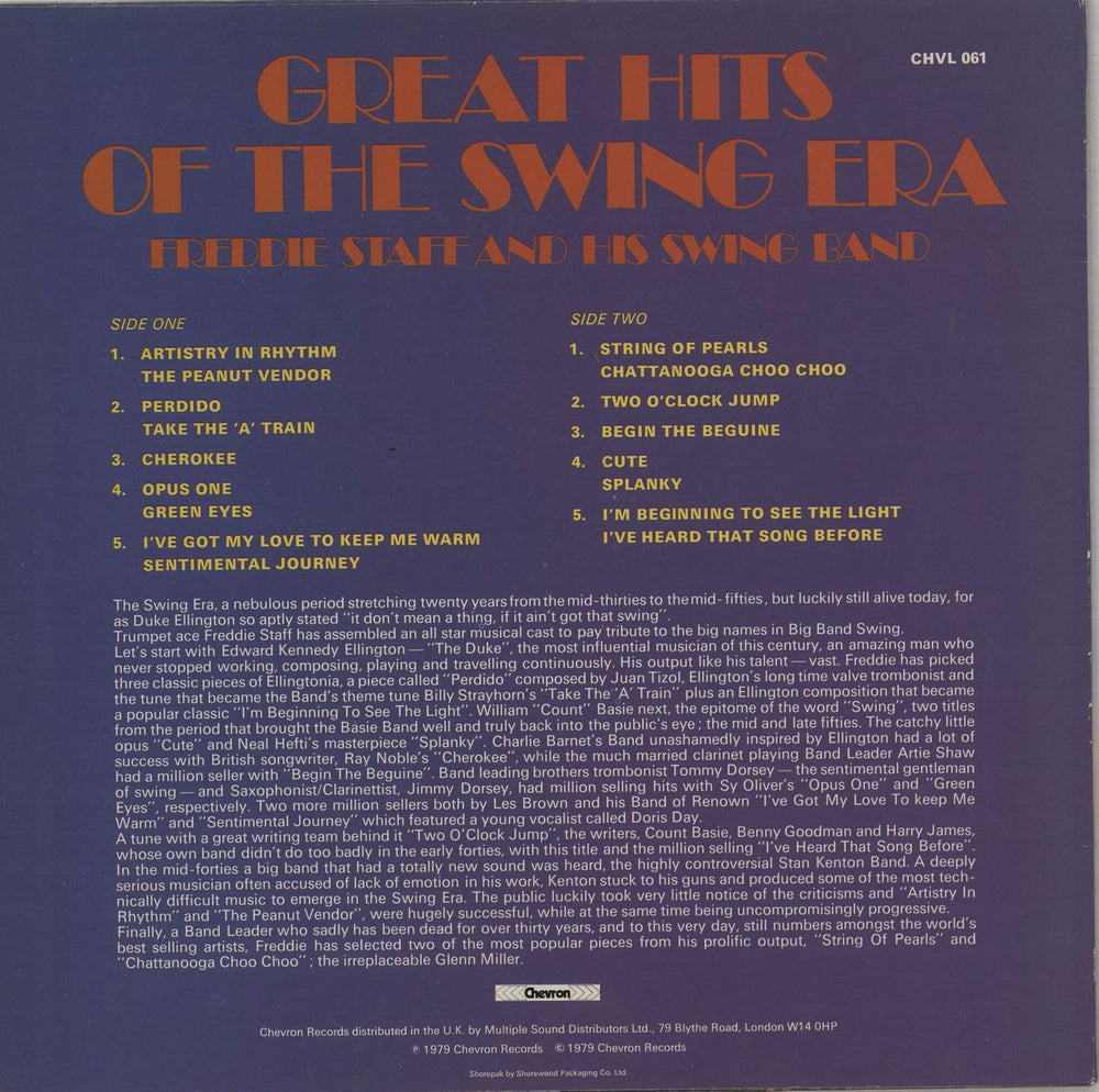 Various-Jazz Great Hits Of The Swing Era UK vinyl LP album (LP record)