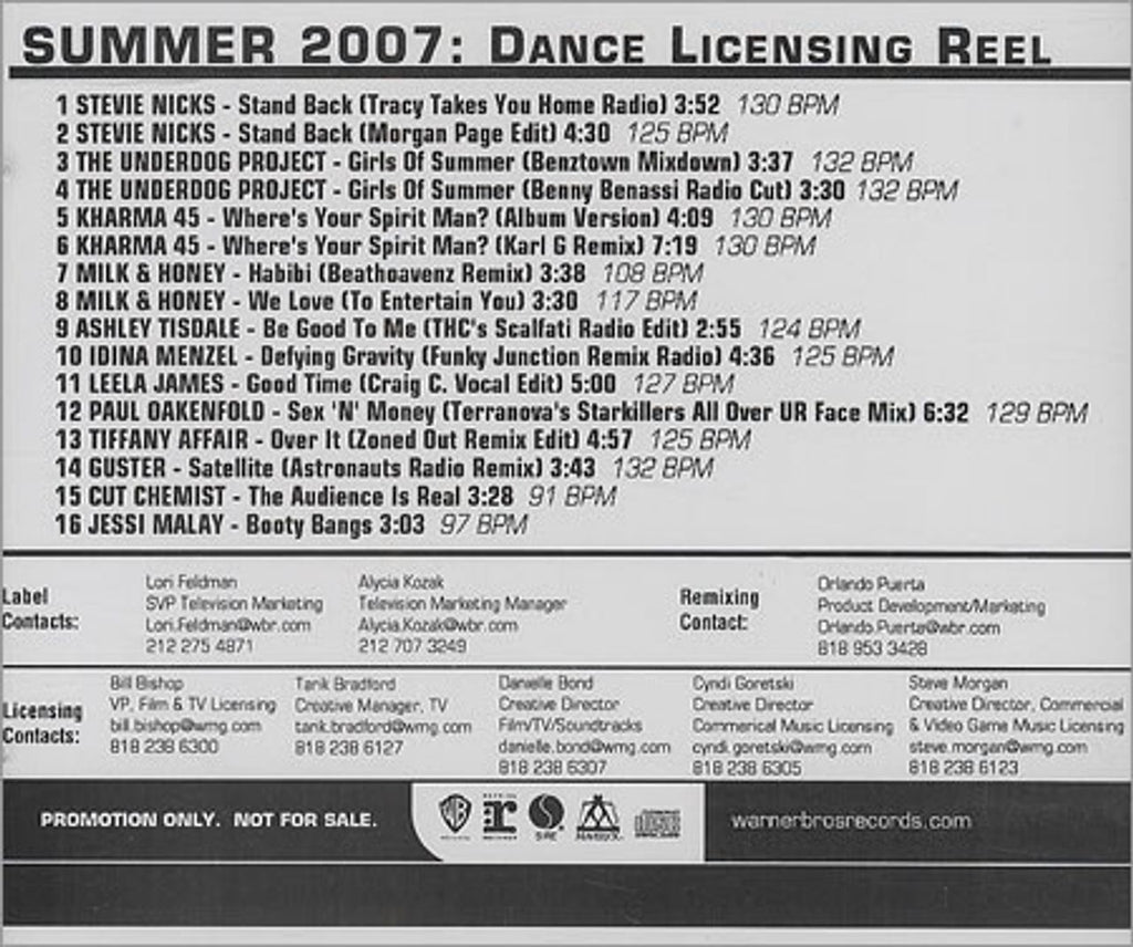 Various-Pop Summer 2007: Dance Licensing Reel US Promo CD album —  RareVinyl.com