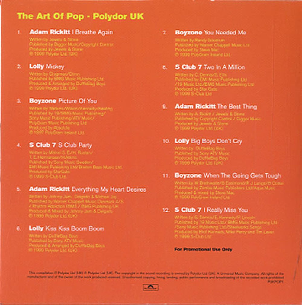 Various-Pop The Art Of Pop UK Promo CD album (CDLP) 7VACDTH145827