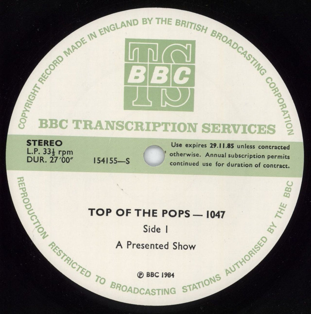 Various-Pop Top Of The Pops 1047 UK Promo vinyl LP album (LP record) 154155/56-S