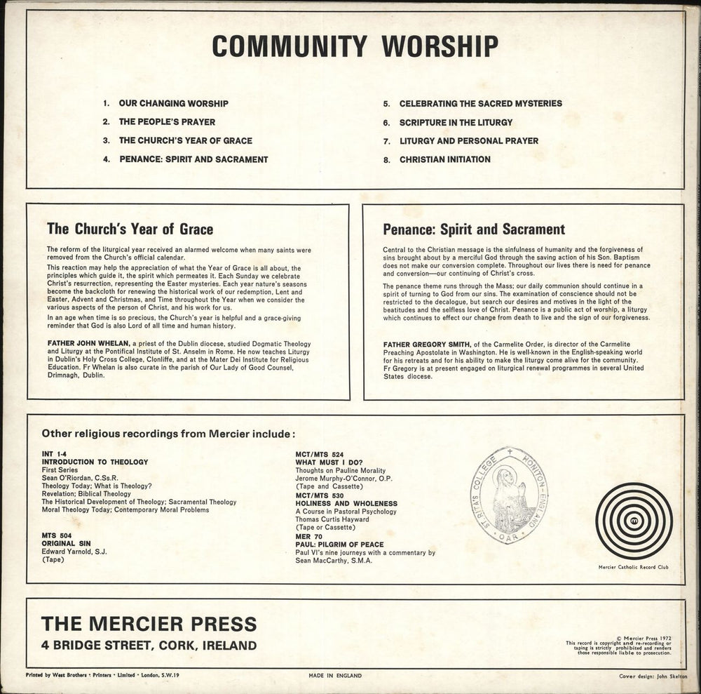 Various-Religious The Church's Year Of Grace / Penance: Spirit And Sacrament Irish vinyl LP album (LP record)