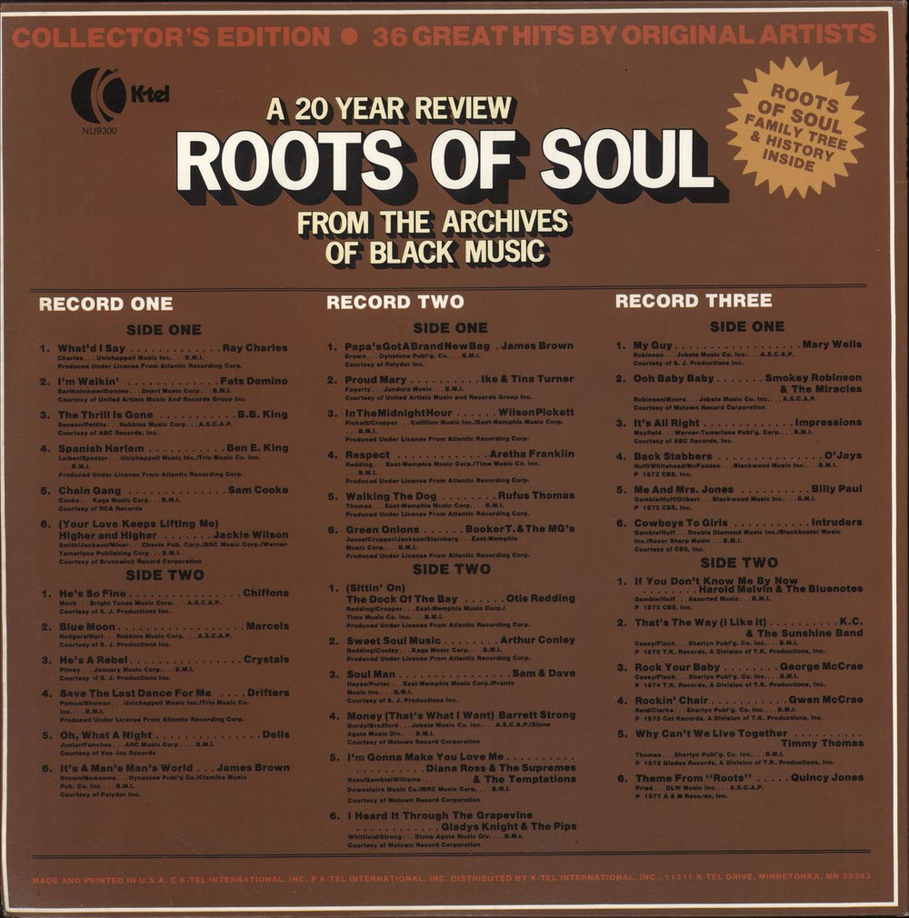 Various-Soul & Funk Roots Of Soul - 2nd + Gatefold US 3-LP vinyl record set (Triple LP Album)