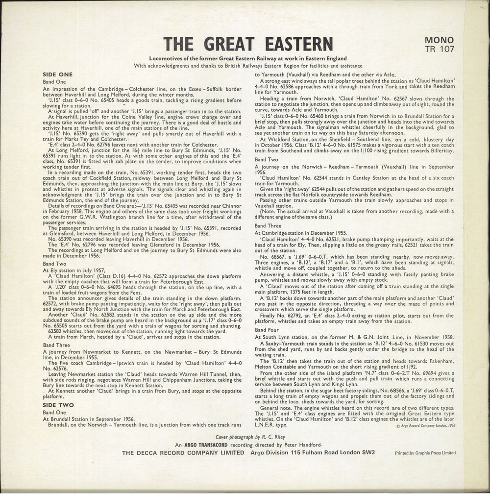 Various-Trains The Great Eastern UK vinyl LP album (LP record)