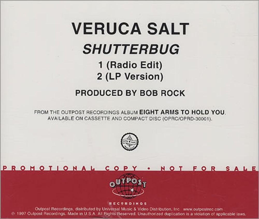 Veruca Salt Shutterbug US Promo CD single (CD5 / 5") PRO-CD-3002