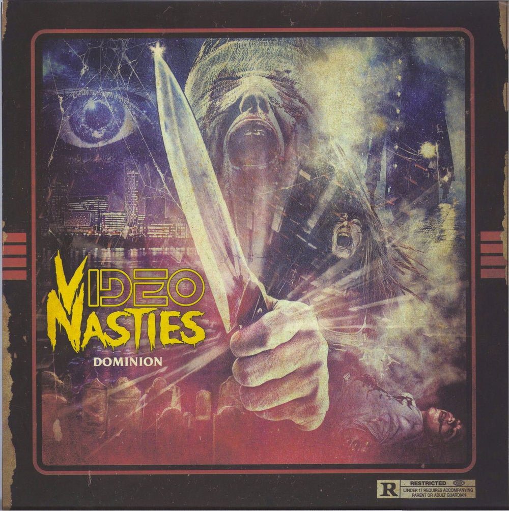 Video Nasties (Metal) Dominion - Black and Pink swirl vinyl + 7" flexidisc UK vinyl LP album (LP record) APF025C