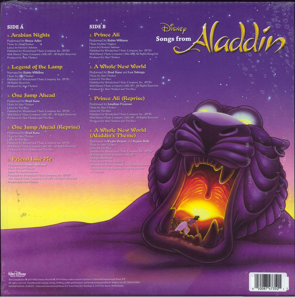 Walt Disney Songs From Aladdin - Blue Vinyl - Sealed UK vinyl LP album (LP record) 050087473501