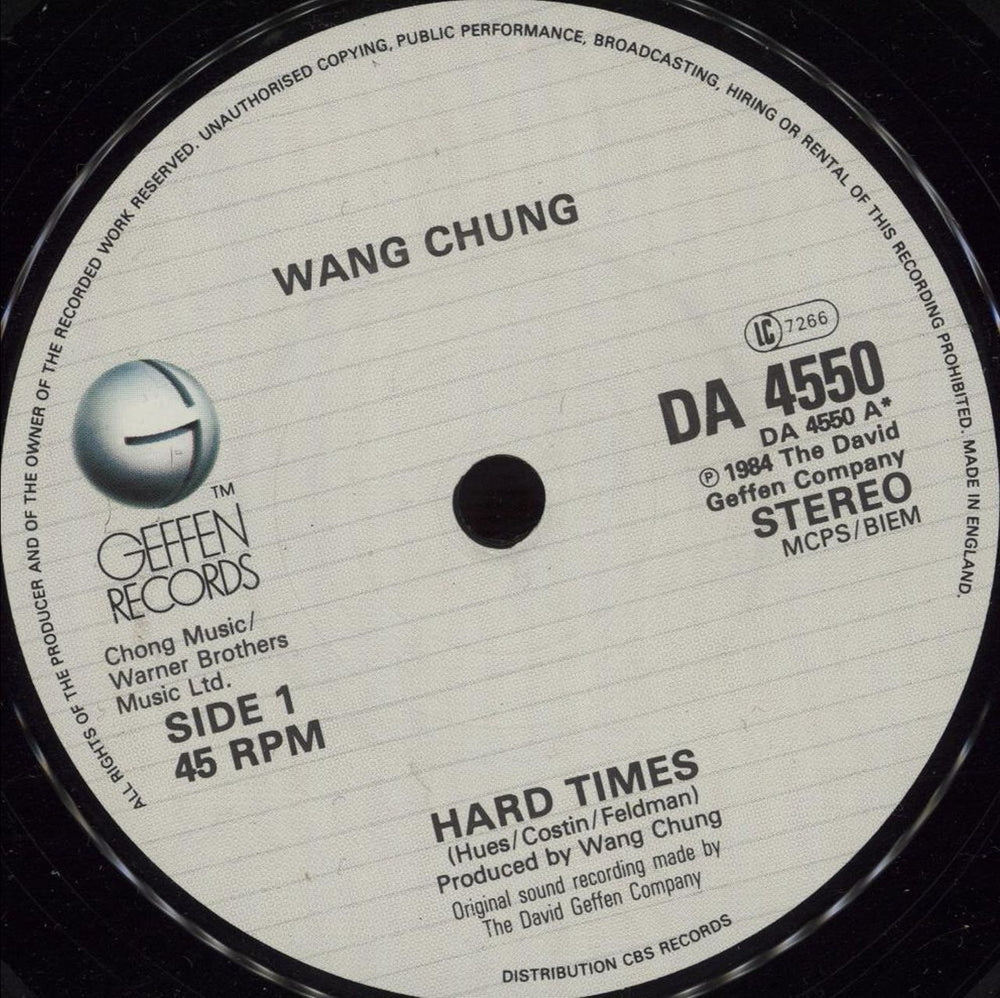 Wang Chung Hard Times UK 7" vinyl single (7 inch record / 45) DA4550