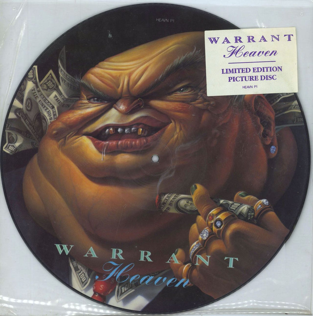Warrant Heaven - stickered  UK 12" vinyl picture disc (12 inch picture record) HEAVNP1