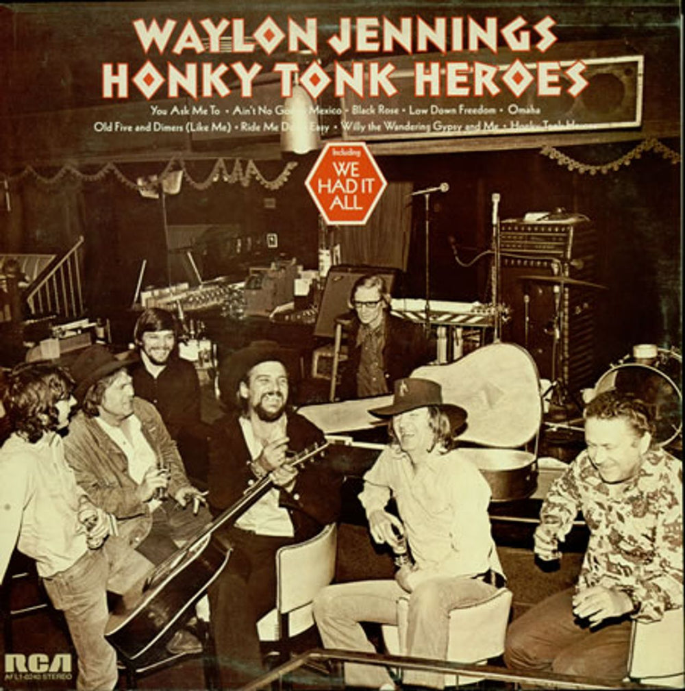 Waylon Jennings Honky Tonk Heroes UK vinyl LP album (LP record) AFL1-0240