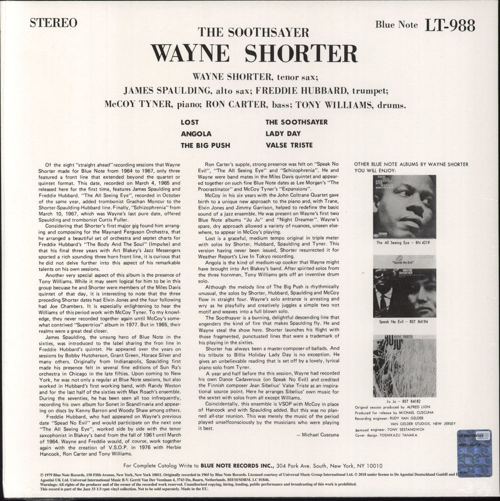 Wayne Shorter The Soothsayer - 180gm Vinyl - Sealed + Booklet UK 2-LP vinyl record set (Double LP Album)