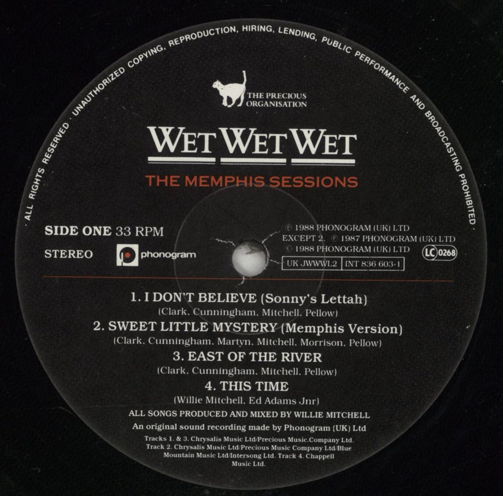 Wet Wet Wet The Memphis Sessions UK vinyl LP album (LP record) WETLPTH245242