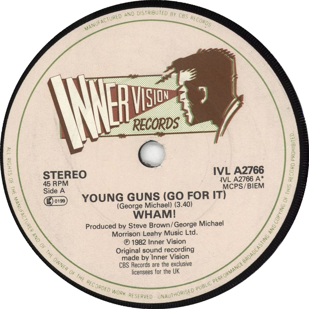 Wham Young Guns (Go For It) UK 7" vinyl single (7 inch record / 45) IVLA2766