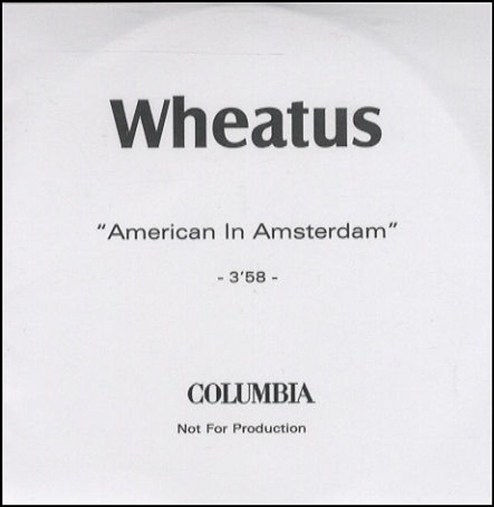 Wheatus American In Amsterdam UK Promo CD-R acetate CDR ACETATE