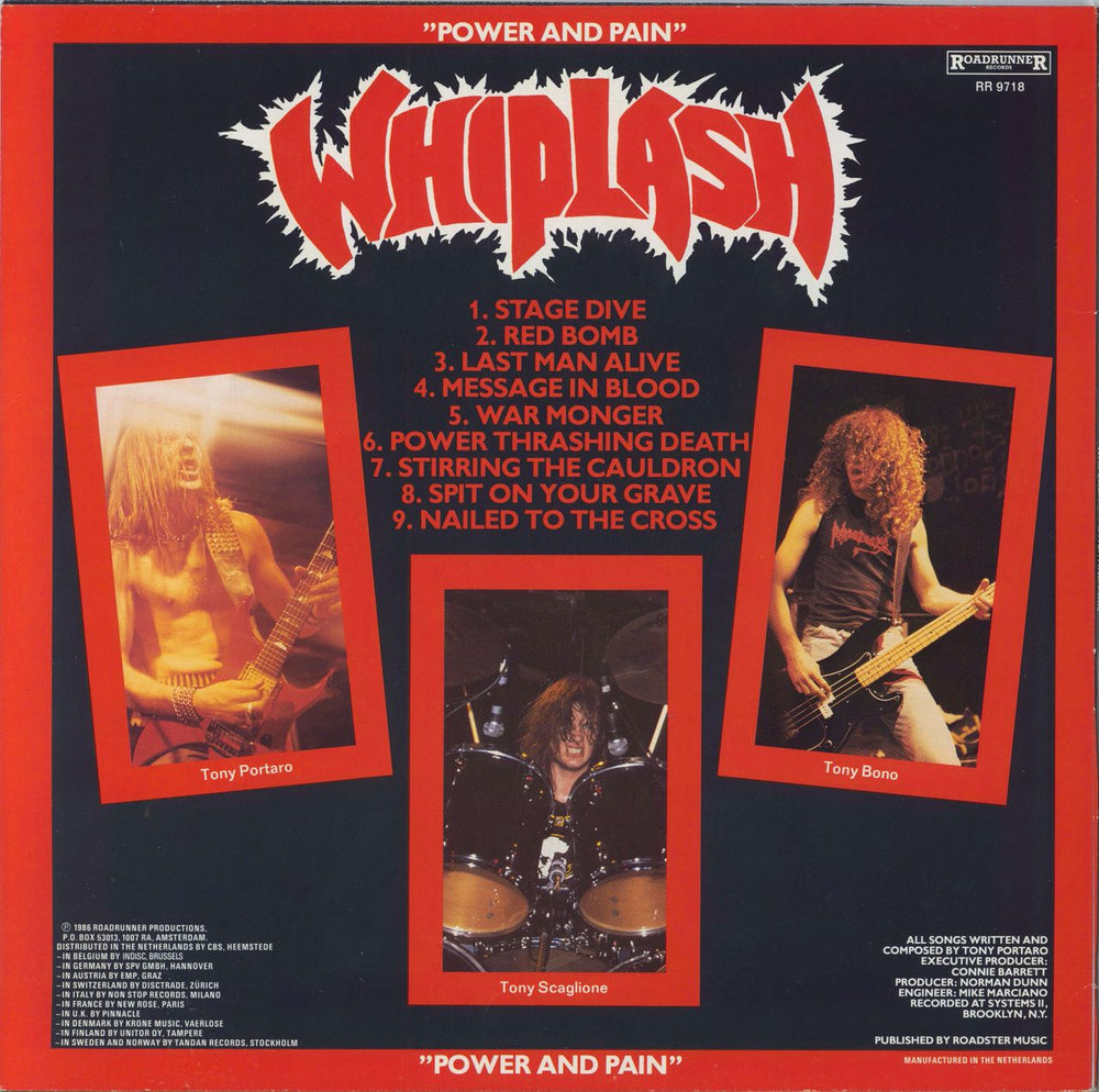 Whiplash Power And Pain Dutch vinyl LP album (LP record)