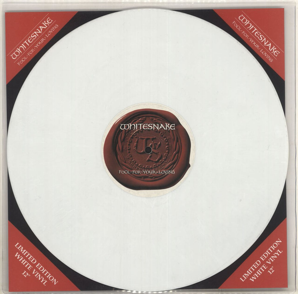 Whitesnake Fool For Your Loving - White Vinyl UK 12" vinyl single (12 inch record / Maxi-single) 12EMS123
