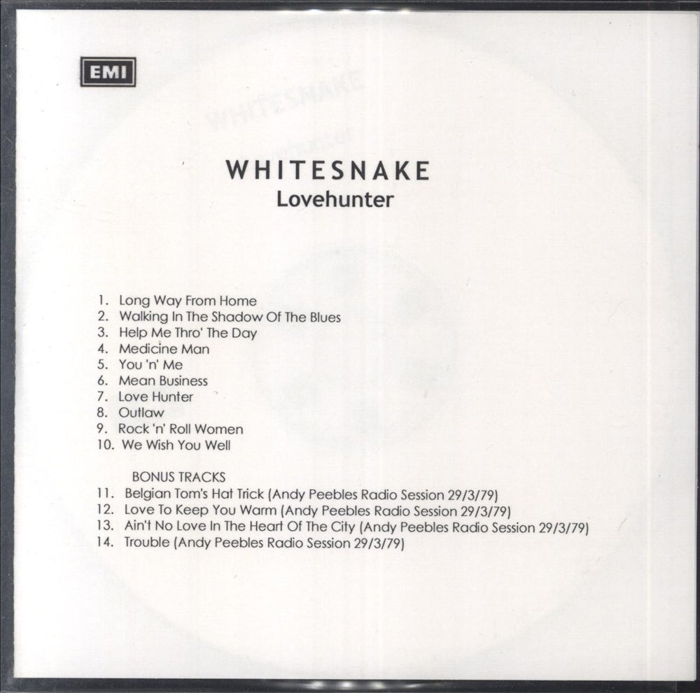 Whitesnake Lovehunter UK CD-R acetate CD-R